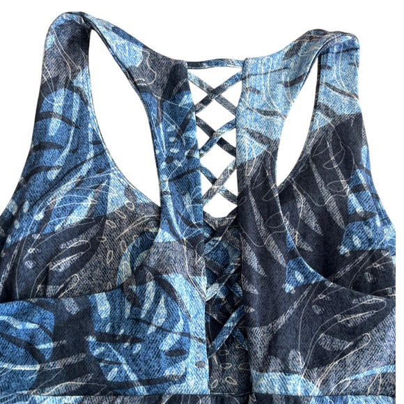 ZeroXposur Quick Dry Athletic Dress Medium Blue Palm Tropical Print Racerback - Picture 4 of 10
